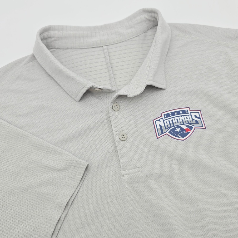 Lululemon Evolution Polo Men L Light Gray Short Sleeve Texas National Golf Shirt